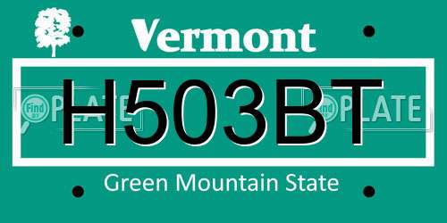 H503BT Vermont License Plate