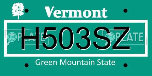 H503SZ Vermont License Plate