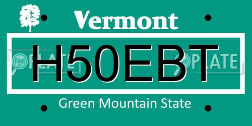 H50EBT Vermont License Plate