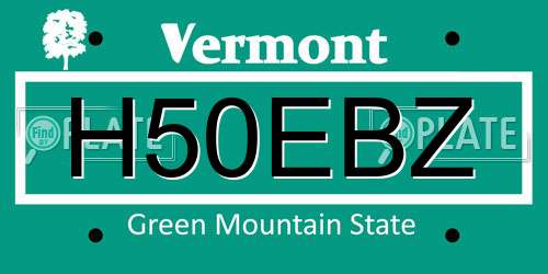 H50EBZ Vermont License Plate