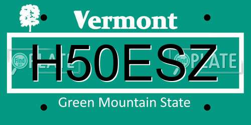 H50ESZ Vermont License Plate