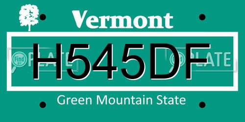 H545DF Vermont License Plate