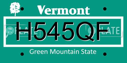H545QF Vermont License Plate