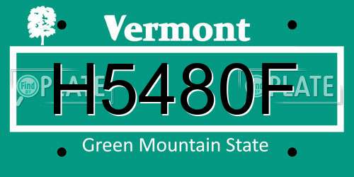 H5480F Vermont License Plate
