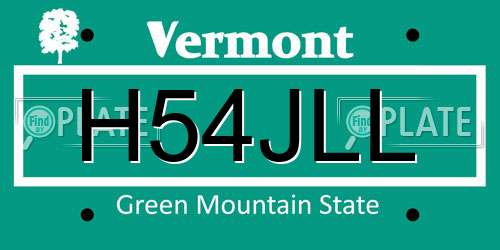 H54JLL Vermont License Plate