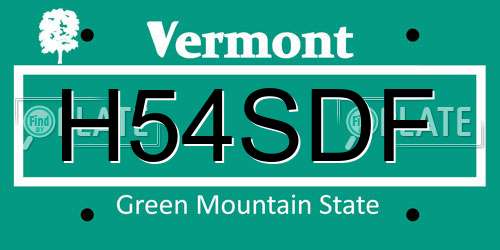 H54SDF Vermont License Plate