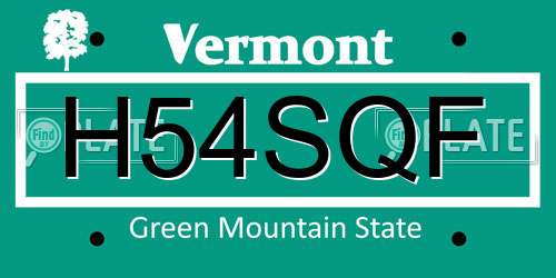 H54SQF Vermont License Plate