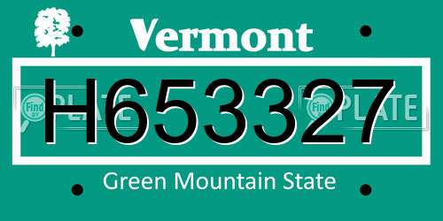 H653327 Vermont License Plate