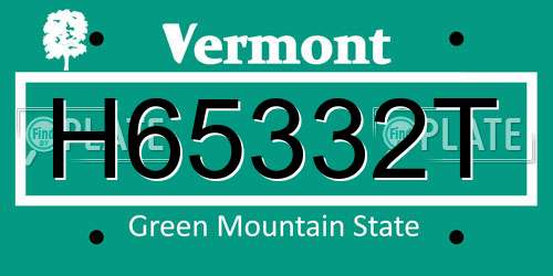 H65332T Vermont License Plate