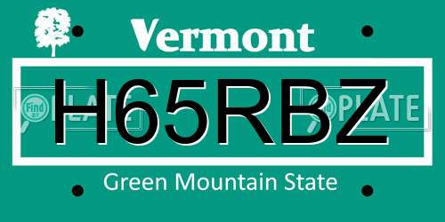 H65RBZ Vermont License Plate