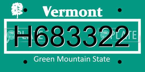 H683322 Vermont License Plate