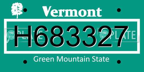 H683327 Vermont License Plate
