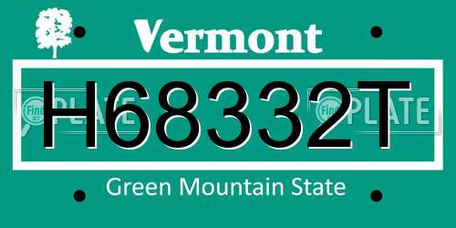 H68332T Vermont License Plate