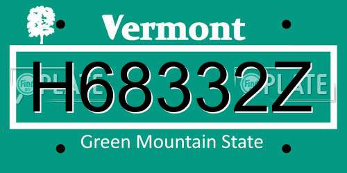 H68332Z Vermont License Plate