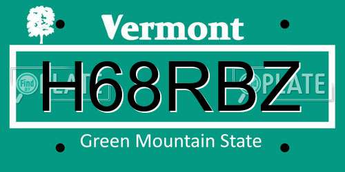 H68RBZ Vermont License Plate