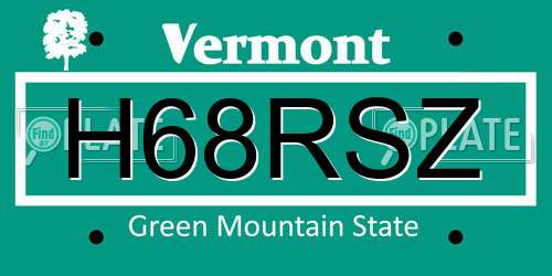 H68RSZ Vermont License Plate