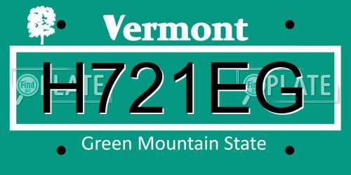H721EG Vermont License Plate