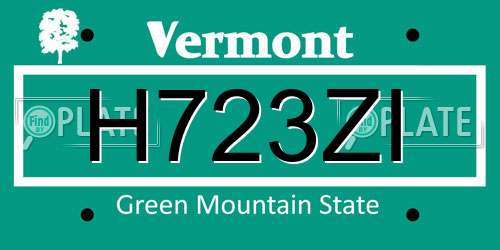 H723ZI Vermont License Plate