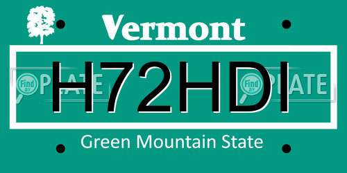 H72HDI Vermont License Plate