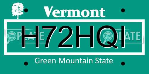 H72HQI Vermont License Plate