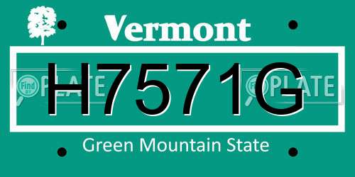 H7571G Vermont License Plate