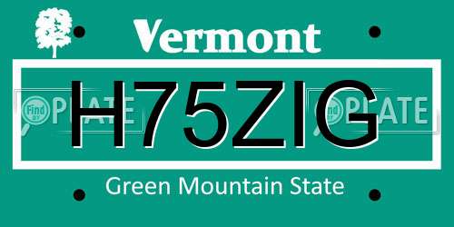 H75ZIG Vermont License Plate