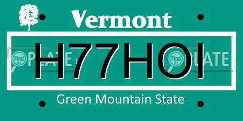 H77HOI Vermont License Plate
