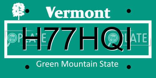 H77HQI Vermont License Plate