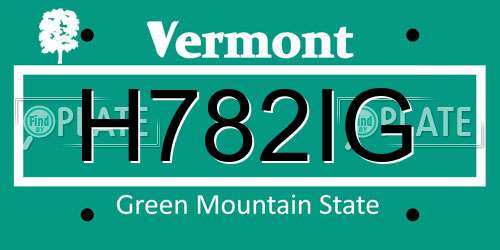 H782IG Vermont License Plate