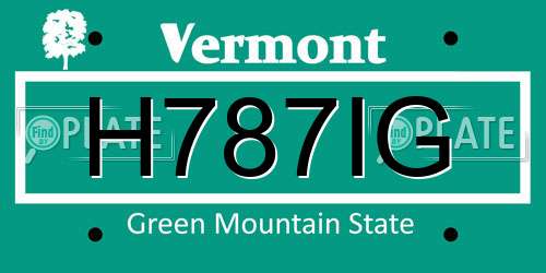 H787IG Vermont License Plate