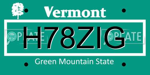 H78ZIG Vermont License Plate