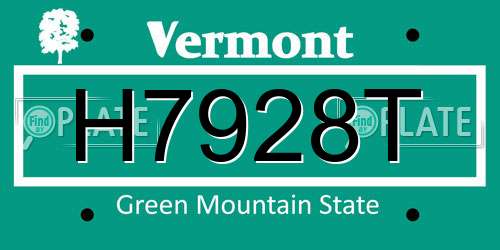 H7928T Vermont License Plate