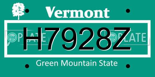H7928Z Vermont License Plate
