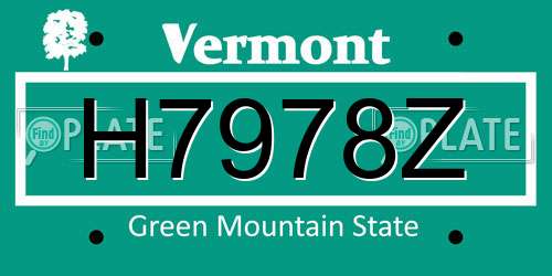 H7978Z Vermont License Plate