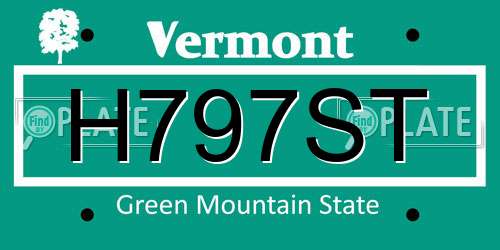 H797ST Vermont License Plate