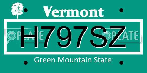 H797SZ Vermont License Plate