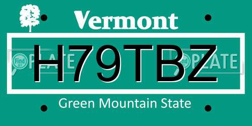 H79TBZ Vermont License Plate