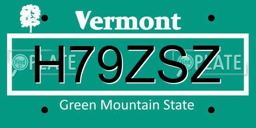 H79ZSZ Vermont License Plate