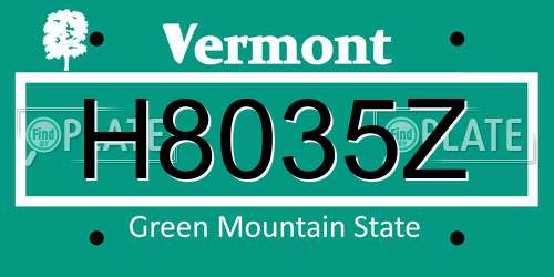 H8035Z Vermont License Plate