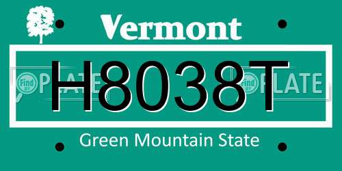 H8038T Vermont License Plate