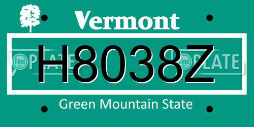 H8038Z Vermont License Plate