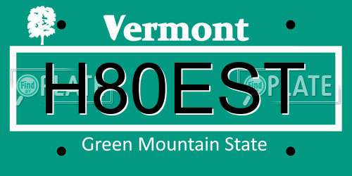 H80EST Vermont License Plate