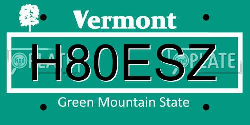 H80ESZ Vermont License Plate