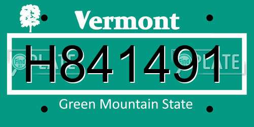 H841491 Vermont License Plate