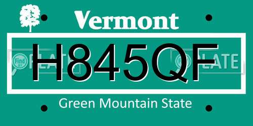 H845QF Vermont License Plate