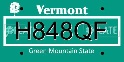 H848QF Vermont License Plate