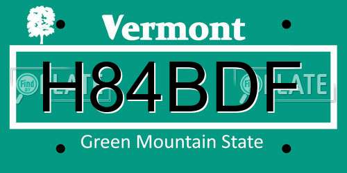 H84BDF Vermont License Plate