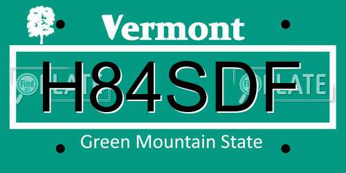 H84SDF Vermont License Plate