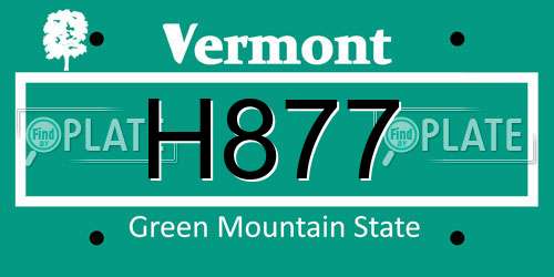 H877 Vermont License Plate