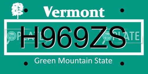 H969ZS Vermont License Plate